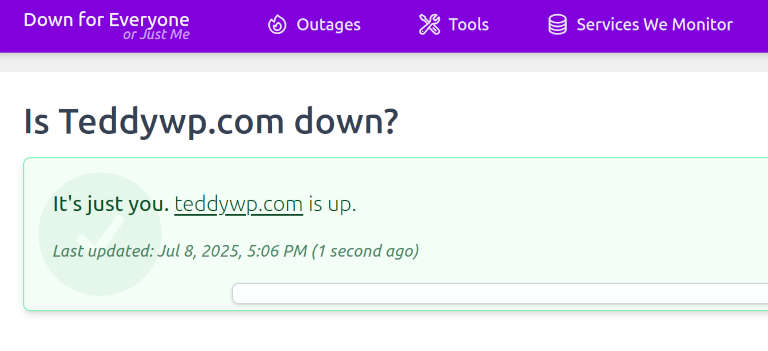 Utilisation de Down for every one or just me